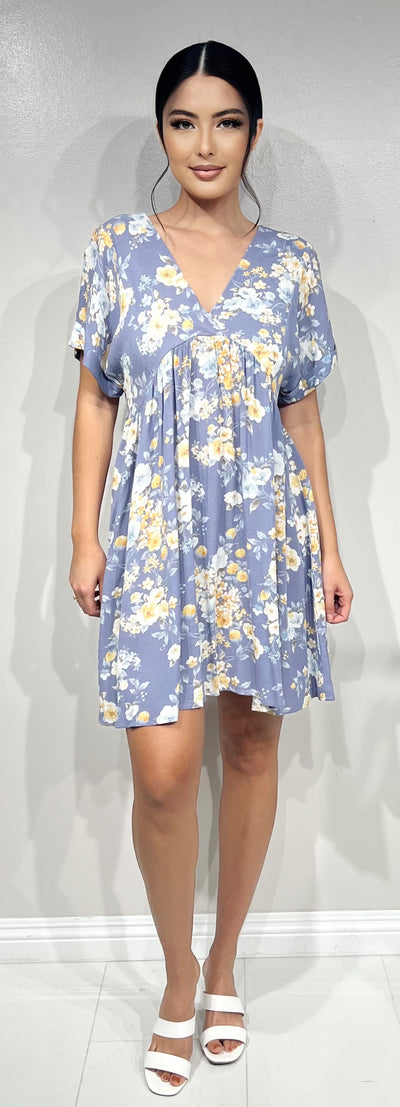 Jeans Warehouse Hawaii - PRINT SHORT DRESSES - SHORT SLEEVE FLORAL DRESS | By FINAL TOUCH
