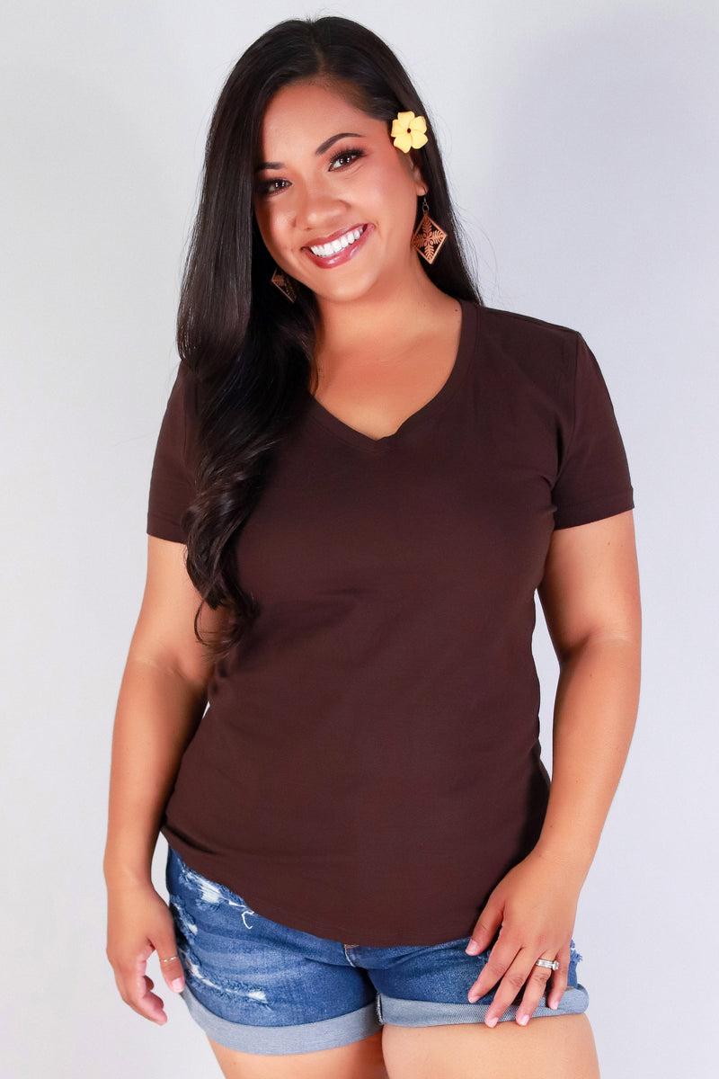 Jeans Warehouse Hawaii - PLUS BASIC V NECK TEES - TO YOURSELF TOP | By ROSIO