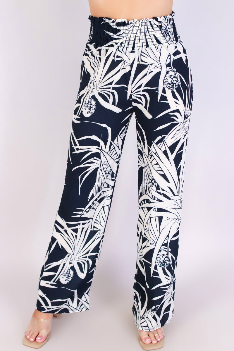 Jeans Warehouse Hawaii - PRINT WOVEN PANTS - LAUHALA SMOCKED WAIST PANTS | By LUZ