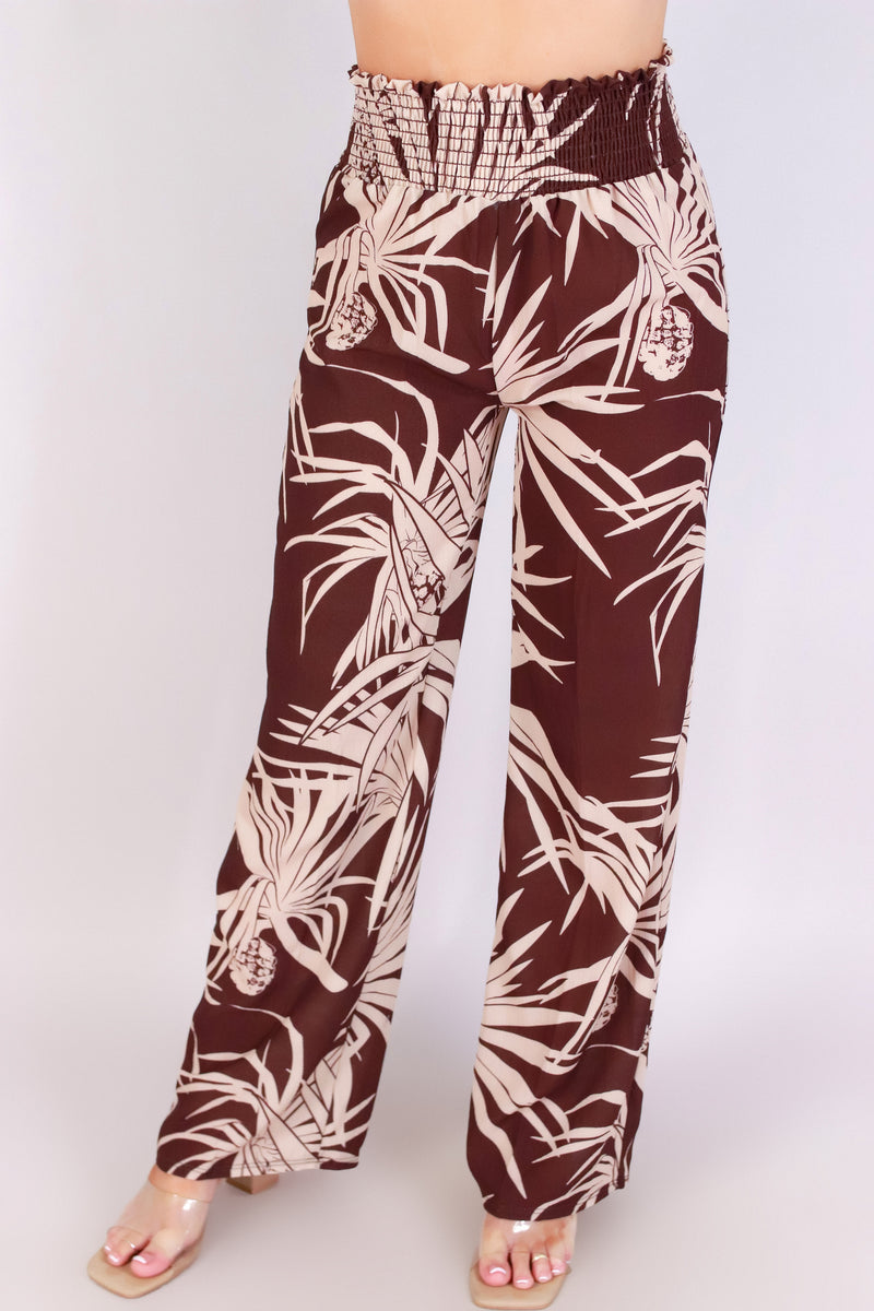 Jeans Warehouse Hawaii - PRINT WOVEN PANTS - LAUHALA SMOCKED WAIST PANTS | By LUZ