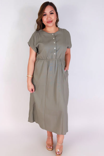 Jeans Warehouse Hawaii - SOLID LONG DRESSES - SIMPLE FORM MIDI DRESS | By GILLI