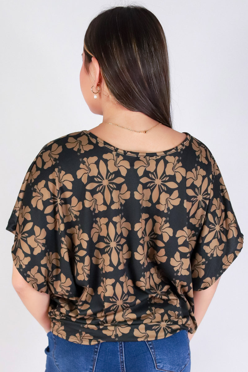 Jeans Warehouse Hawaii - SS PRINT - HIBISCUS QUILT DOLMAN TOP | By LUZ