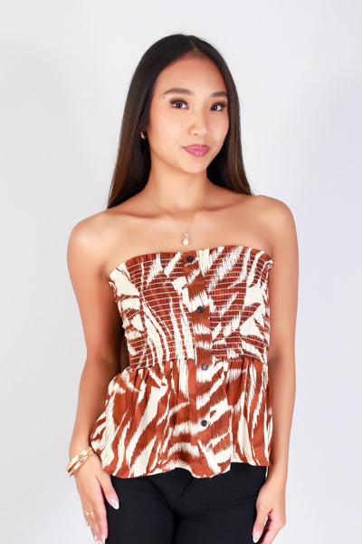 WATERCOLOR PARADISE SMOCKED TUBE TOP