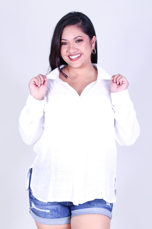 COME FOR IT BUTTON DOWN TOP