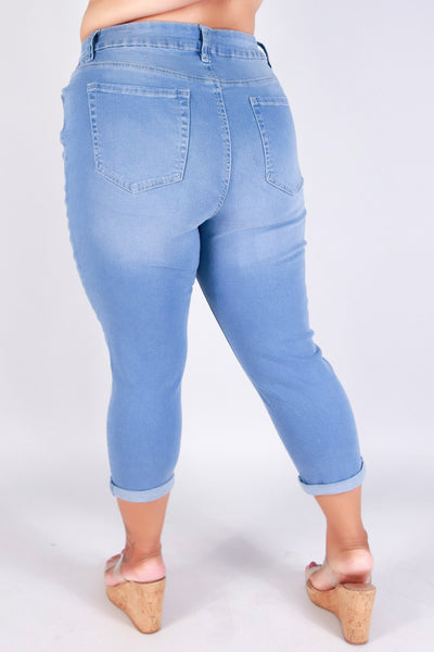 Jeans Warehouse Hawaii - PLUS DENIM CAPRIS - THE EASY DENIM CAPRI'S | By YMI JEANS