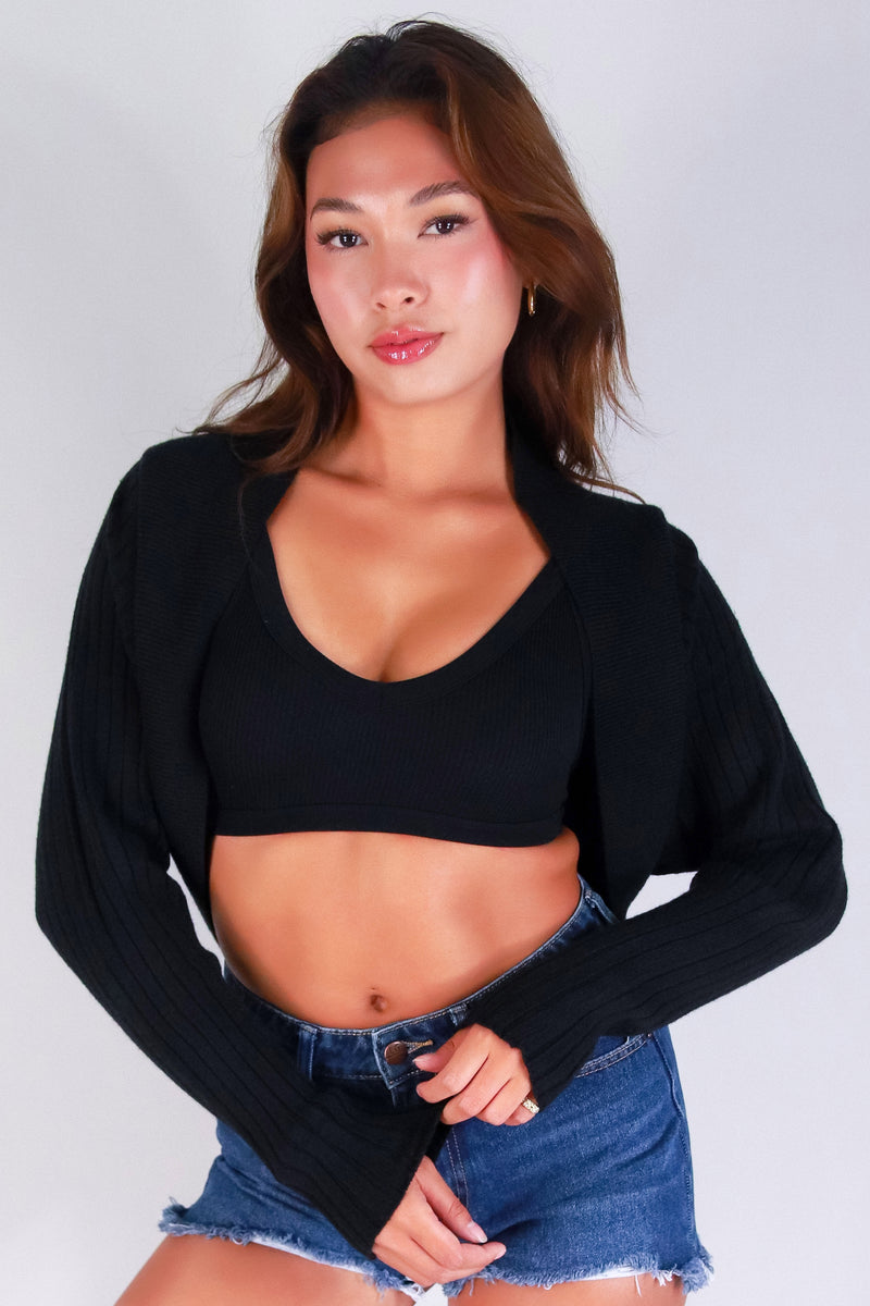 Jeans Warehouse Hawaii - SOLID LONG SLV CARDIGANS - CROP & COZY SWEATER CARDIGAN | By FULL CIRCLE TRENDS