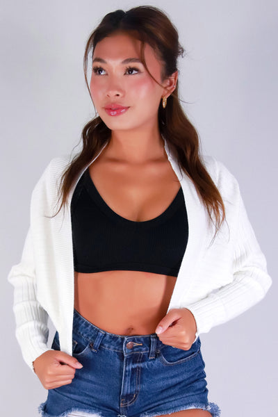Jeans Warehouse Hawaii - SOLID LONG SLV CARDIGANS - CROP & COZY SWEATER CARDIGAN | By FULL CIRCLE TRENDS