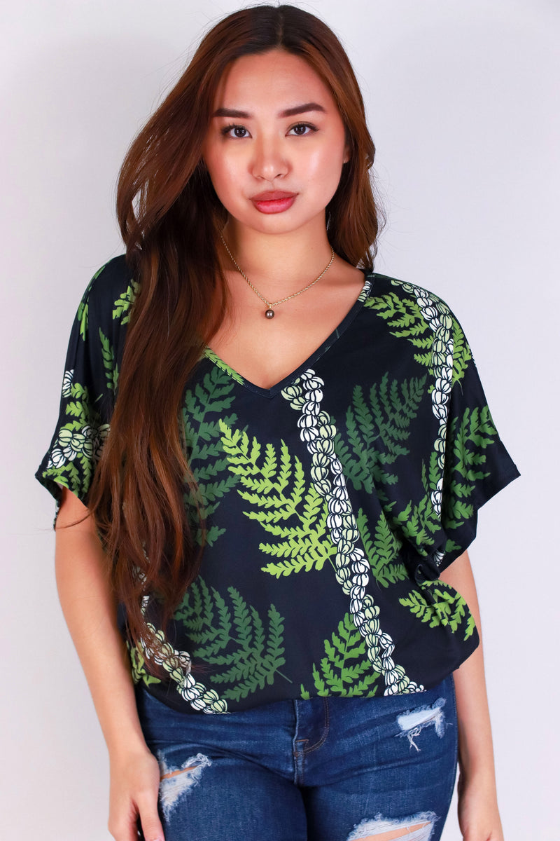 Jeans Warehouse Hawaii - SS PRINT - PIKAKE PALAPALAI DOLMAN TOP | By LUZ