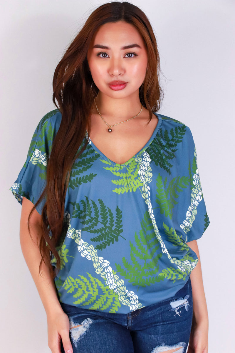 Jeans Warehouse Hawaii - SS PRINT - PIKAKE PALAPALAI DOLMAN TOP | By LUZ