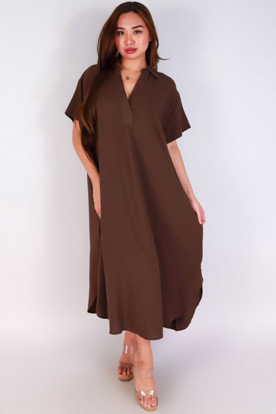 Jeans Warehouse Hawaii - SLEEVE SHORT SOLID DRESSES - SUNLIT STROLL MAXI DRESS | By FAVLUX