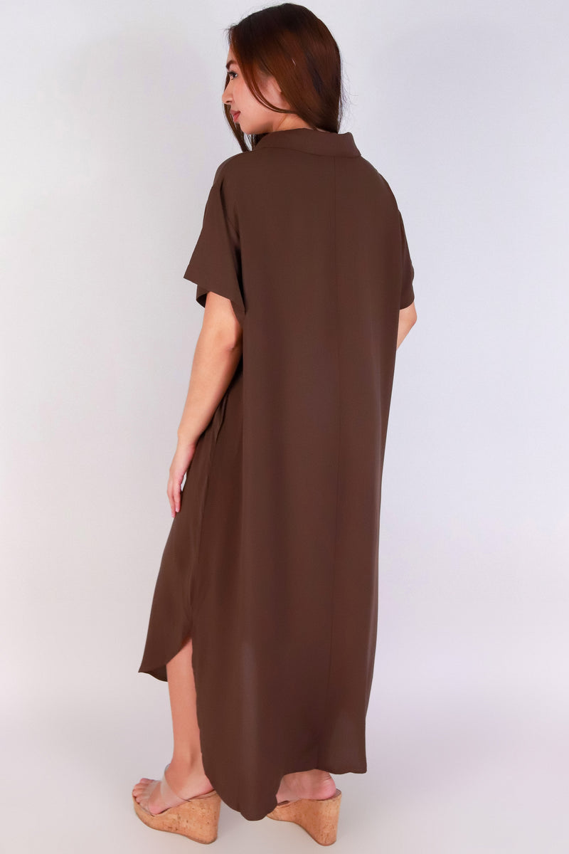 Jeans Warehouse Hawaii - SLEEVE SHORT SOLID DRESSES - SUNLIT STROLL MAXI DRESS | By FAVLUX