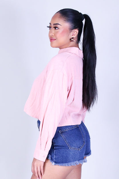 DARLING LINEN BUTTON DOWN TOP