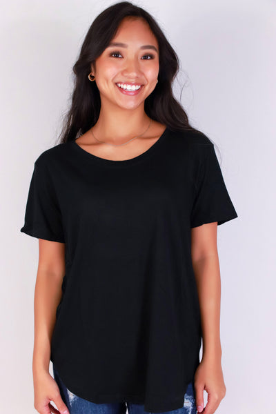 Jeans Warehouse Hawaii - S/S SOLID BASIC - ALL YOU GIRL TOP | By AMBIANCE APPAREL