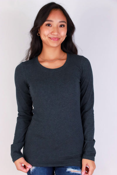 Jeans Warehouse Hawaii - L/S SOLID BASIC - JUST A CUTIE TOP | By AMBIANCE APPAREL