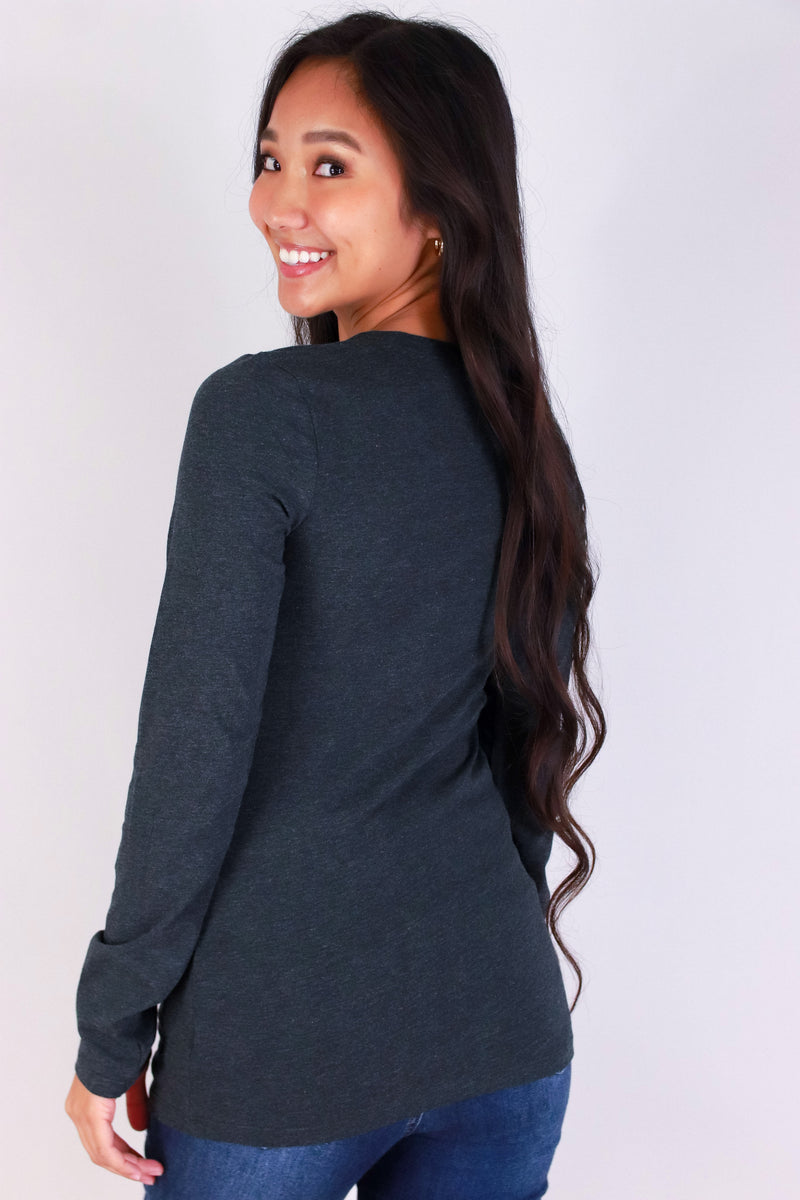 Jeans Warehouse Hawaii - L/S SOLID BASIC - JUST A CUTIE TOP | By AMBIANCE APPAREL