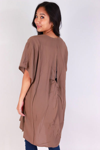 Jeans Warehouse Hawaii - S/S SOLID WOVEN CASUAL TOPS - YOU'RE GLOWING CARDIGAN | By AMBIANCE APPAREL