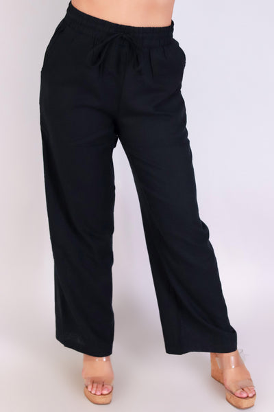 Jeans Warehouse Hawaii - SOLID WOVEN PANTS - WANDER WIDE LEG PANTS | By AMBIANCE APPAREL
