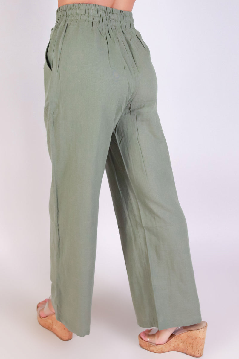 Jeans Warehouse Hawaii - SOLID WOVEN PANTS - WANDER WIDE LEG PANTS | By AMBIANCE APPAREL