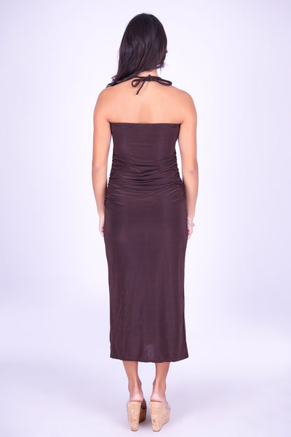 SWEET TROUBLE MIDI HALTER DRESS