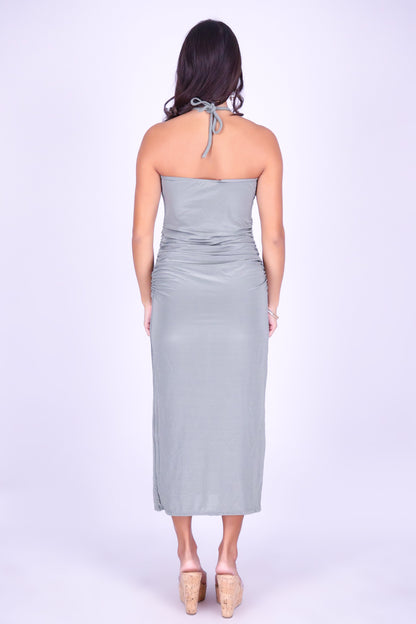 SWEET TROUBLE MIDI HALTER DRESS