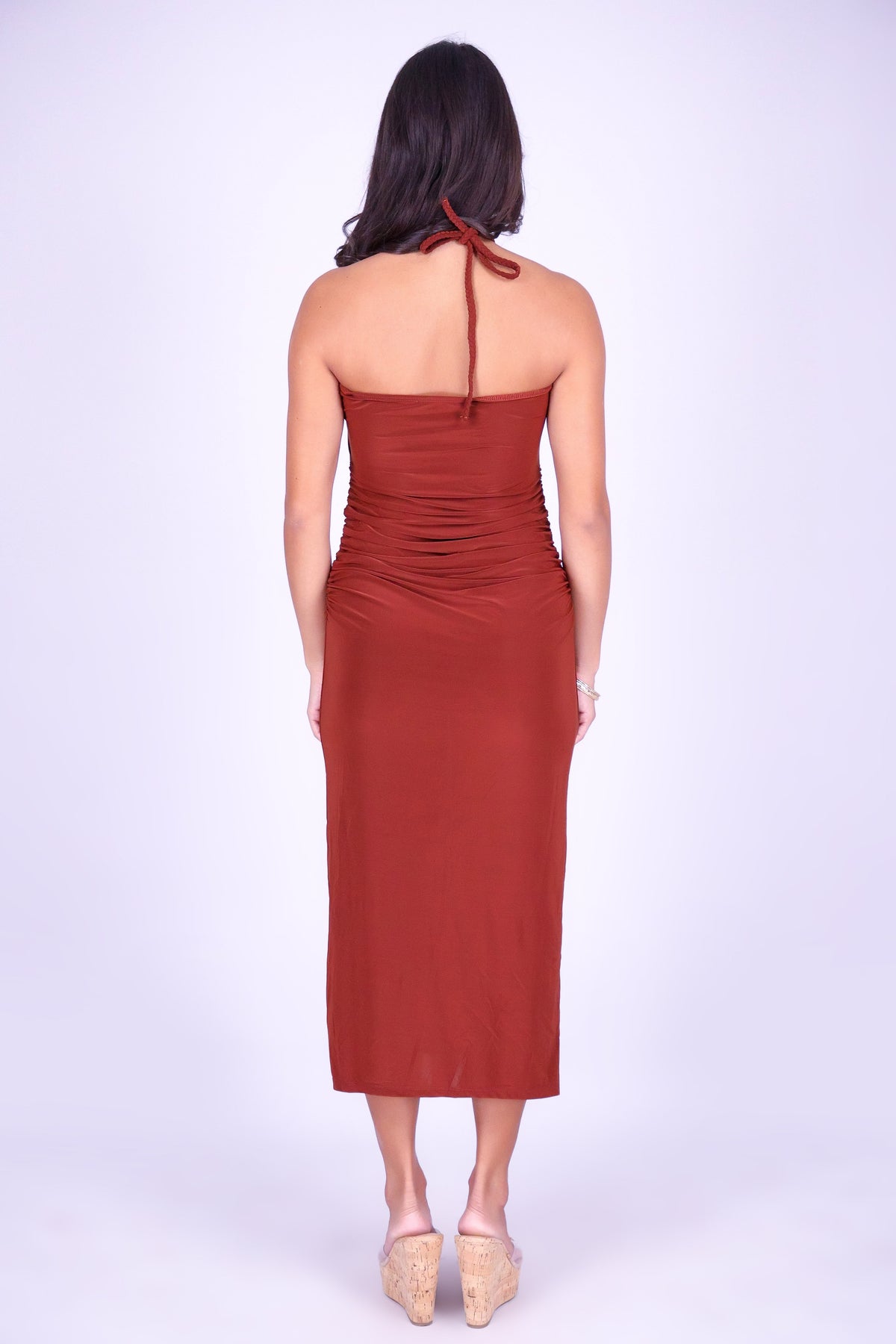 SWEET TROUBLE MIDI HALTER DRESS