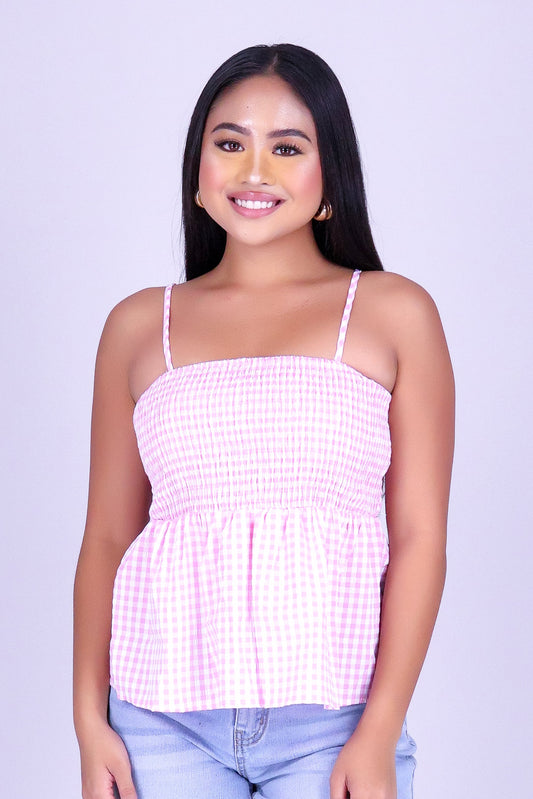 SWEET TALK GINGHAM BABYDOLL TOP