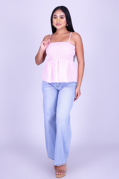SWEET TALK GINGHAM BABYDOLL TOP