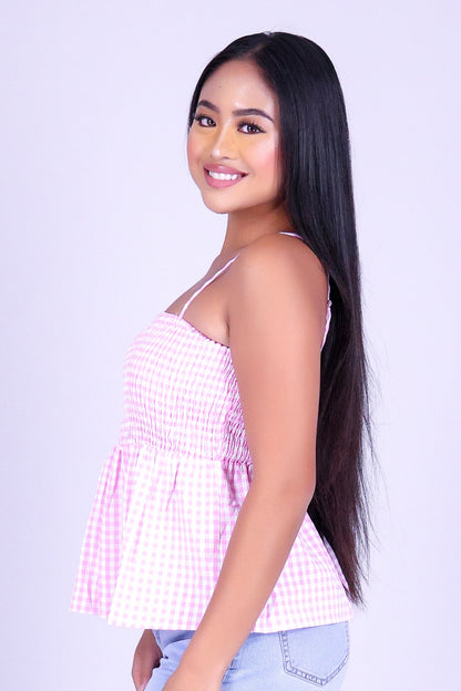 SWEET TALK GINGHAM BABYDOLL TOP