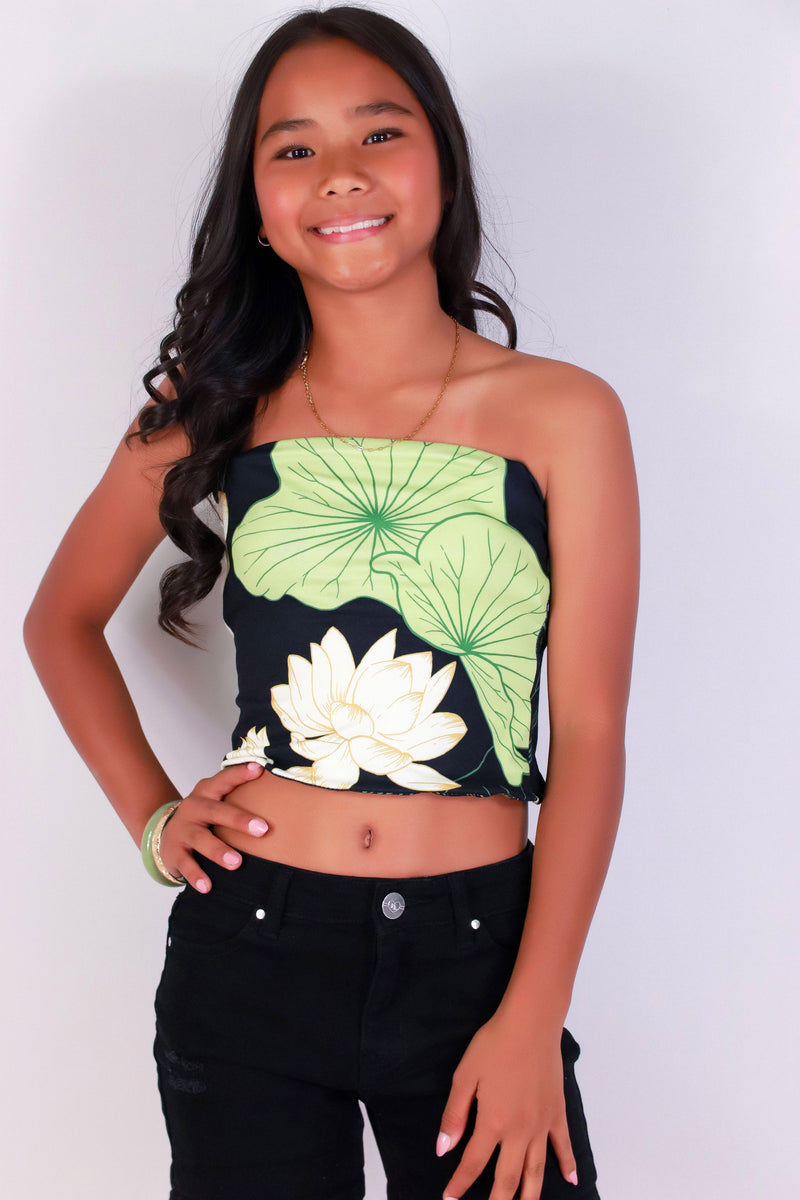 Jeans Warehouse Hawaii - S/L PRINT TOP 7-16 - WATER LILY TUBE TOP | KIDS SIZE 7-16 | By LUZ