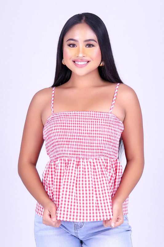 SWEET TALK GINGHAM BABYDOLL TOP