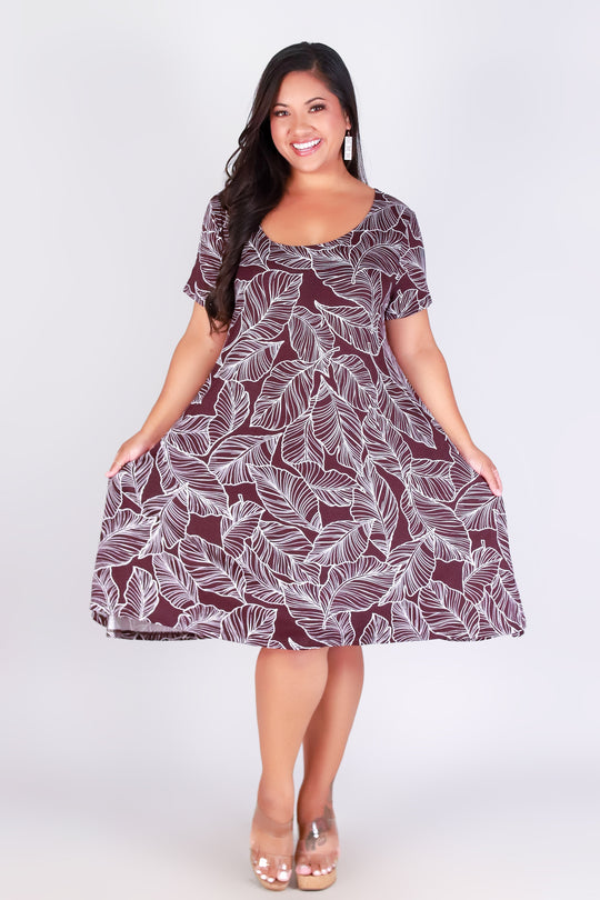 TROPICAL LEAF TRAPEZE DRESS