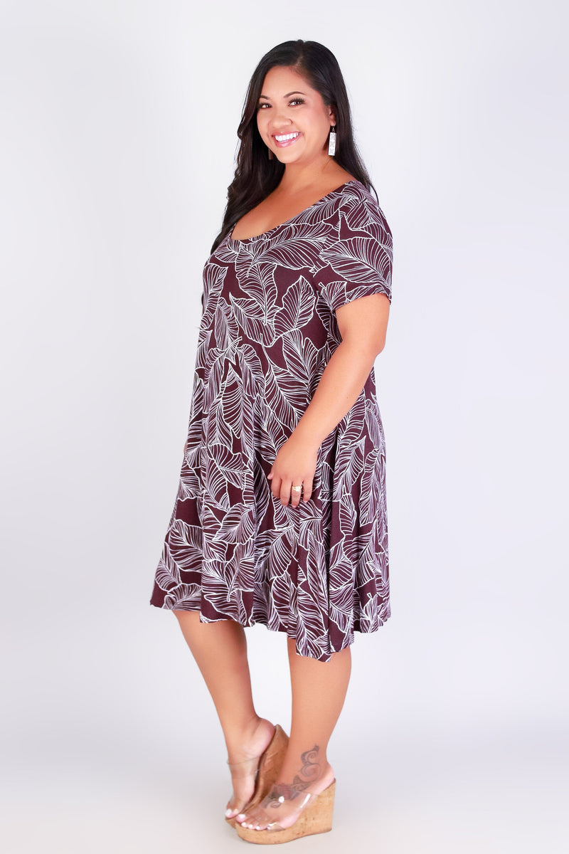 TROPICAL LEAF TRAPEZE DRESS