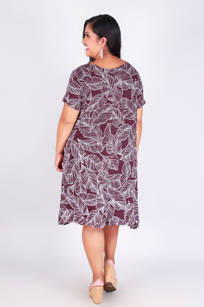 TROPICAL LEAF TRAPEZE DRESS