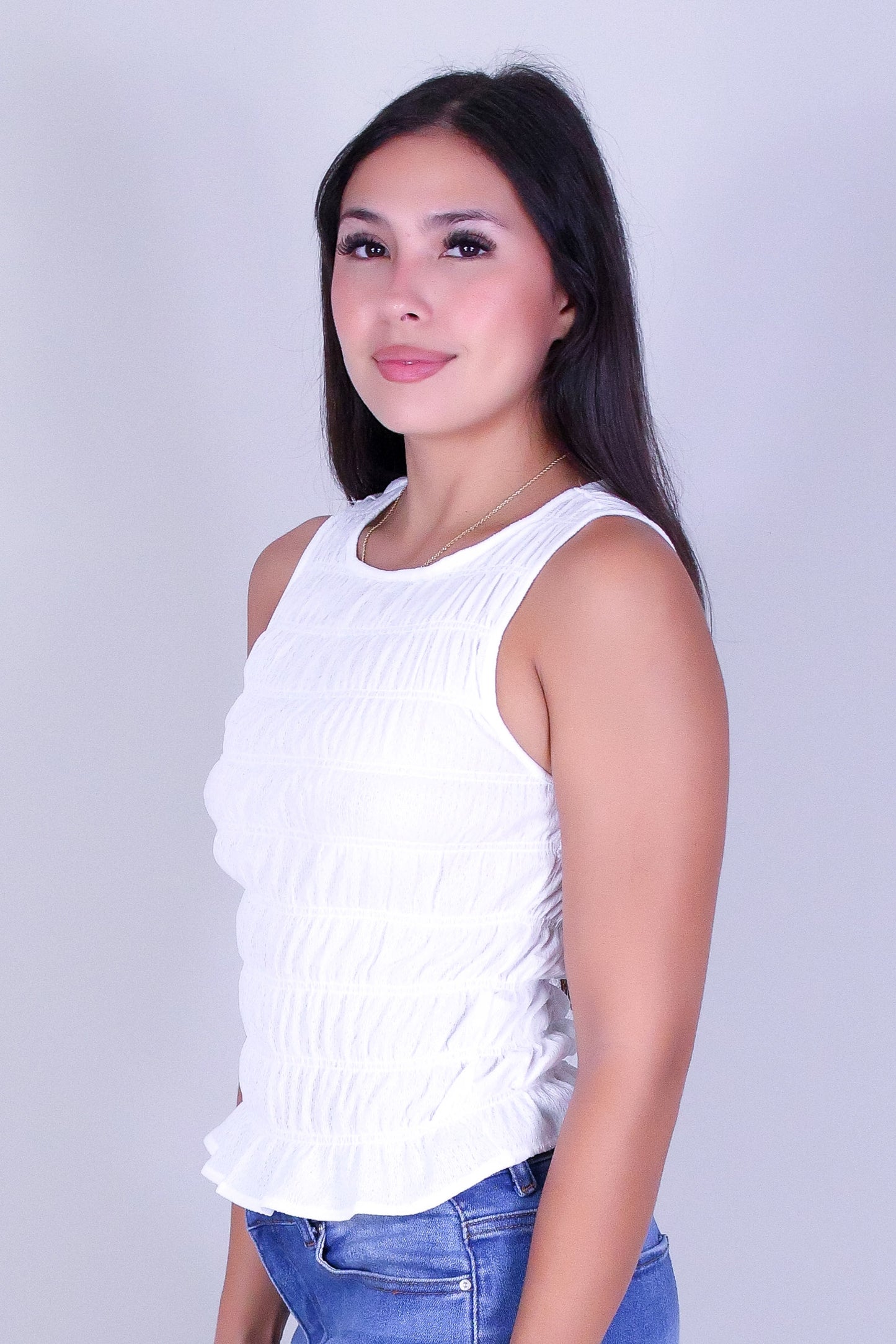 SLEEK LAYER SMOCKED TOP