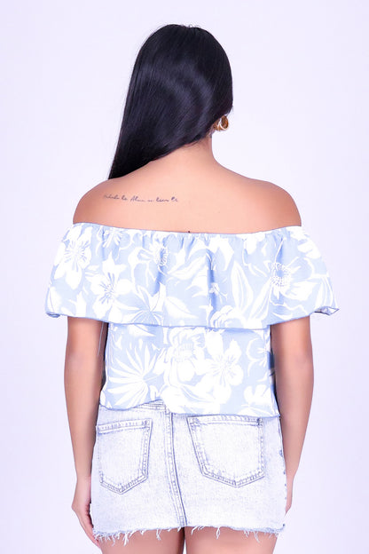 TROPICAL BLOOM OFF SHOULDER TOP