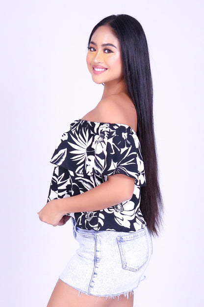 TROPICAL BLOOM OFF SHOULDER TOP