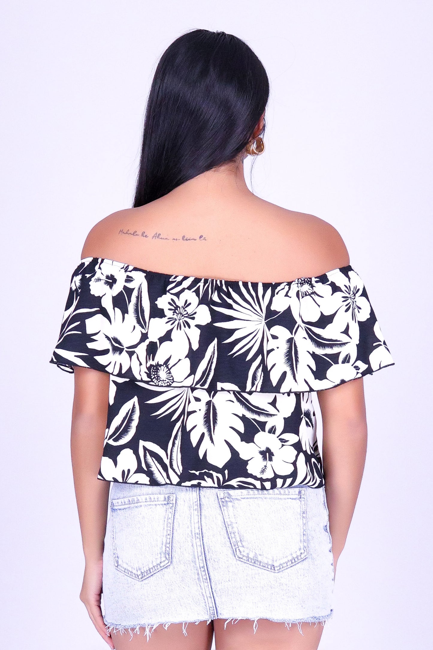 TROPICAL BLOOM OFF SHOULDER TOP