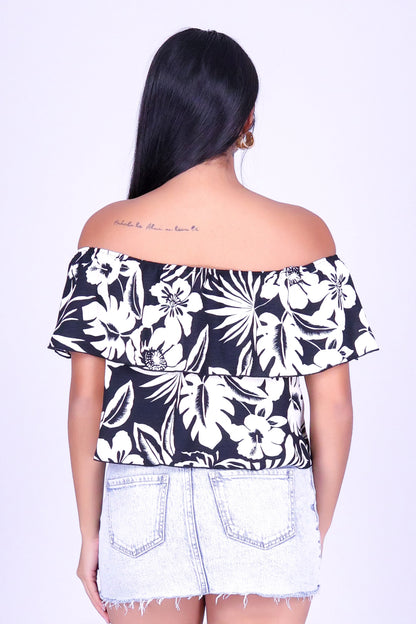 TROPICAL BLOOM OFF SHOULDER TOP