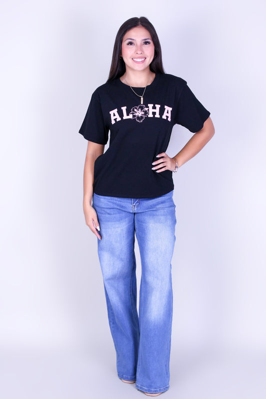 ALOHA HIBISCUS VARSITY TEE