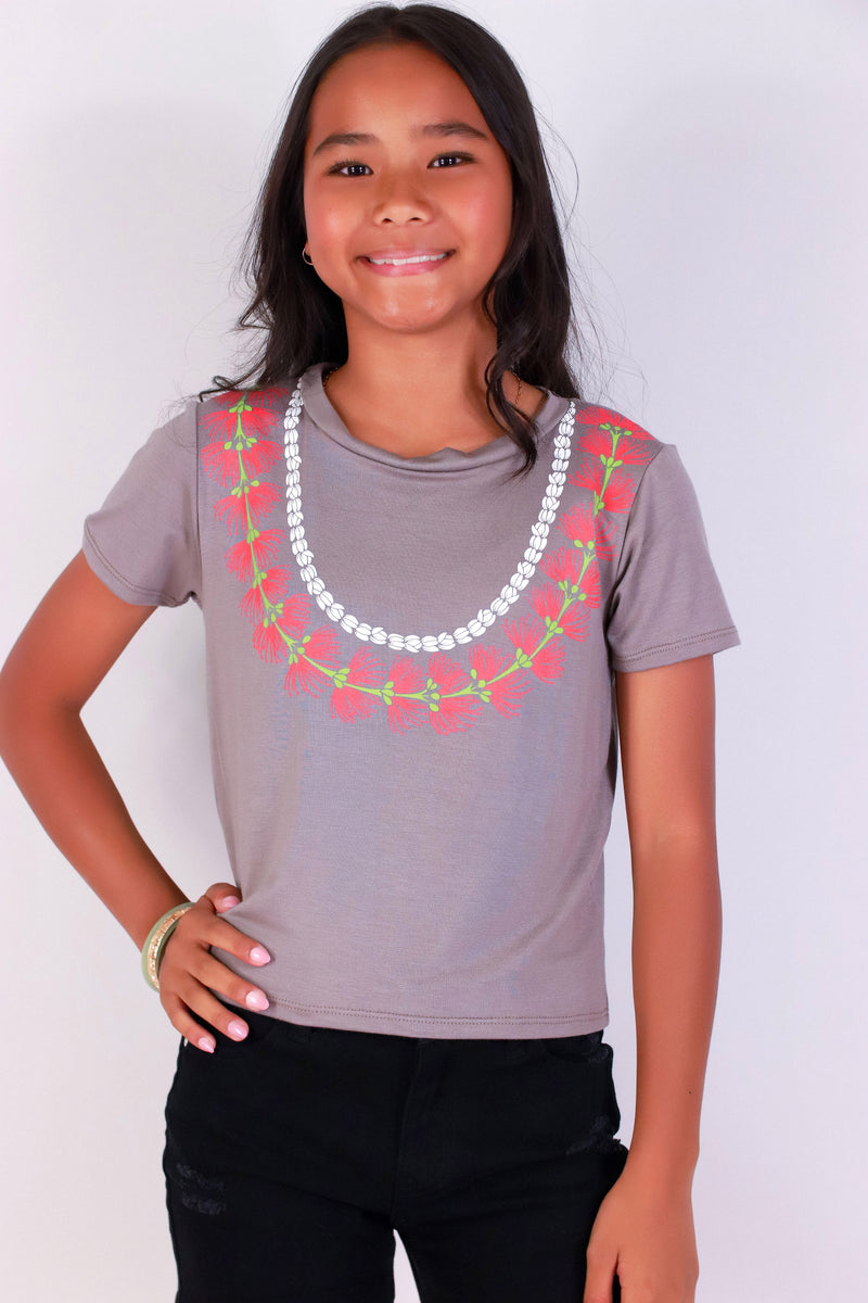 Jeans Warehouse Hawaii - S/S PRINT 7-16 - OHIA LEHUA LEI TEE | KIDS SIZE 7-16 | By LUZ