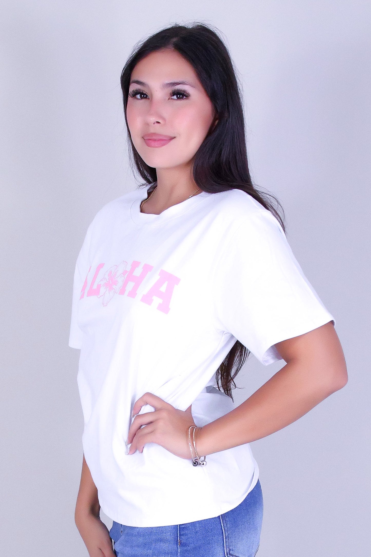 ALOHA HIBISCUS VARSITY TEE