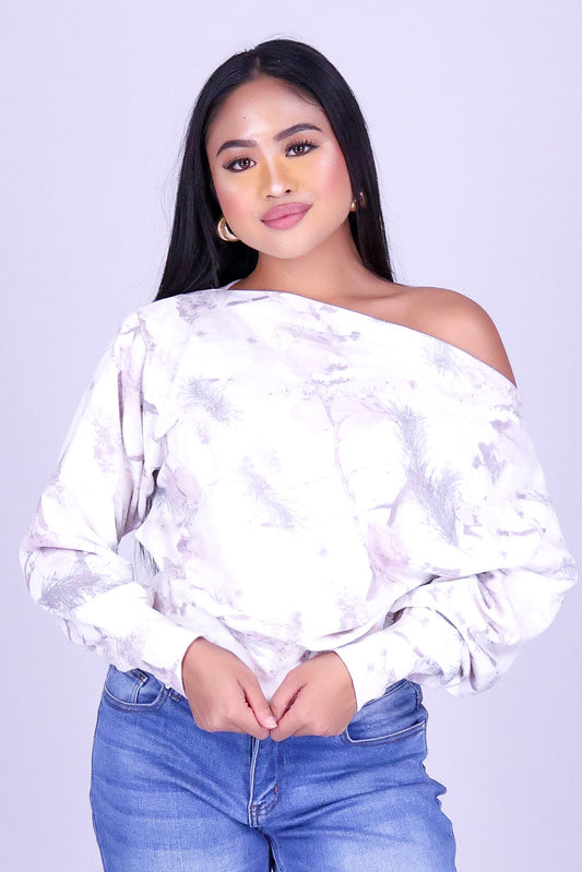 DEEP WOODS OFF SHOULDER SWEATER