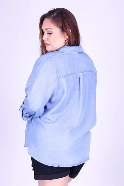 WHEN I SEE YOU CHAMBRAY TOP