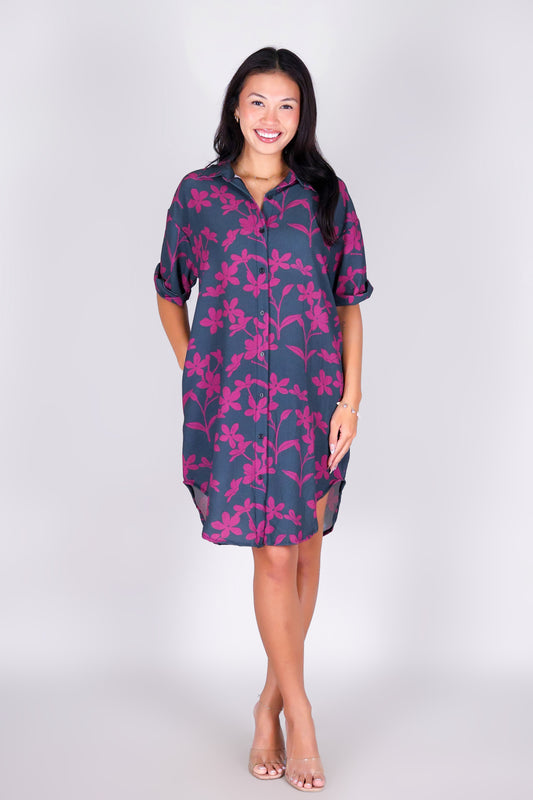 JASMINE GARDENIA BUTTON DOWN DRESS