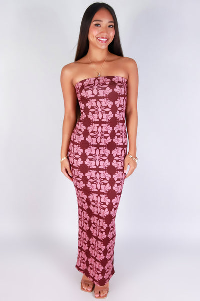 Jeans Warehouse Hawaii - TUBE LONG PRINT DRESSES - HIBISCUS QUILT TUBE DRESS | By LUZ