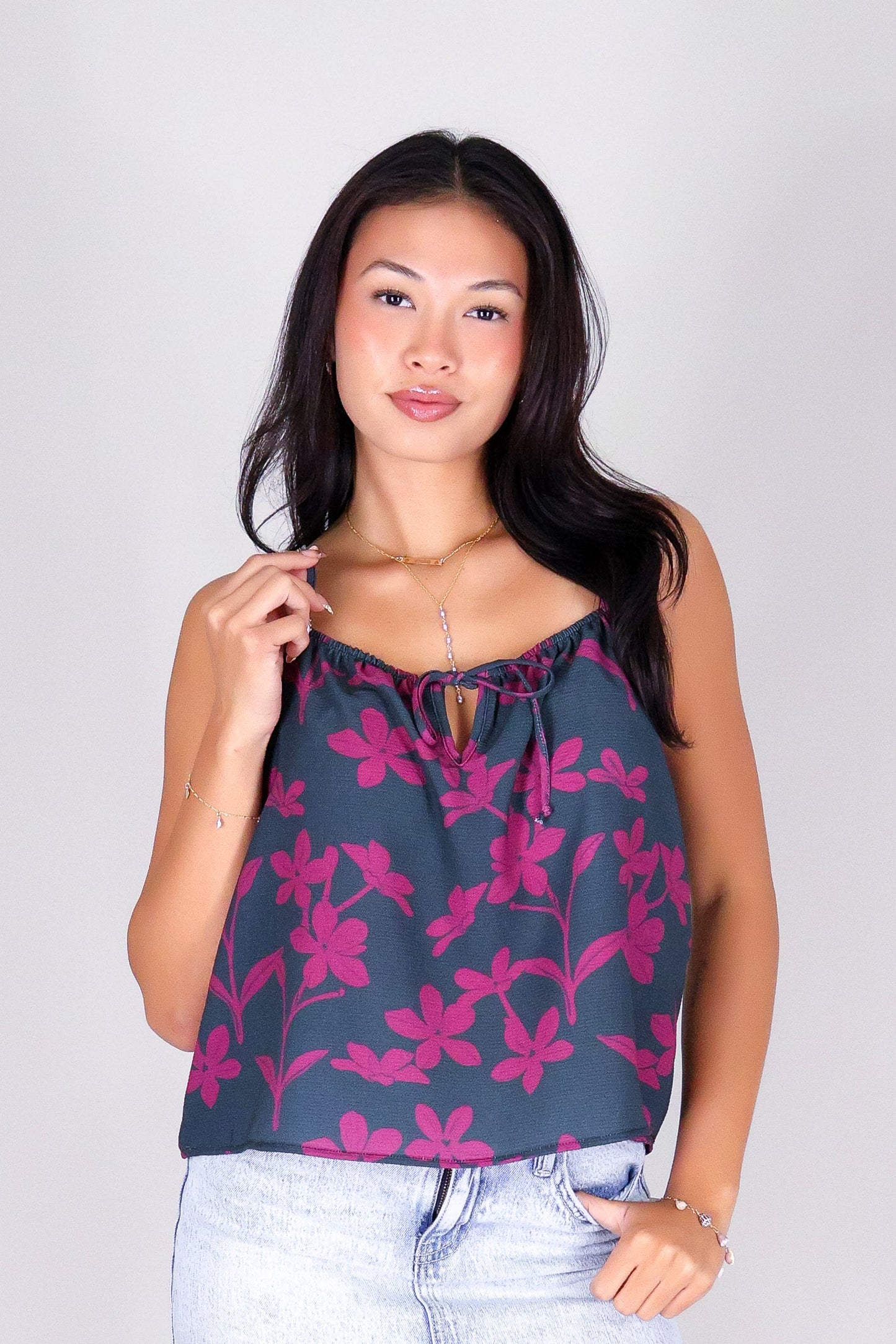 JASMINE GARDENIA TIE FRONT TOP