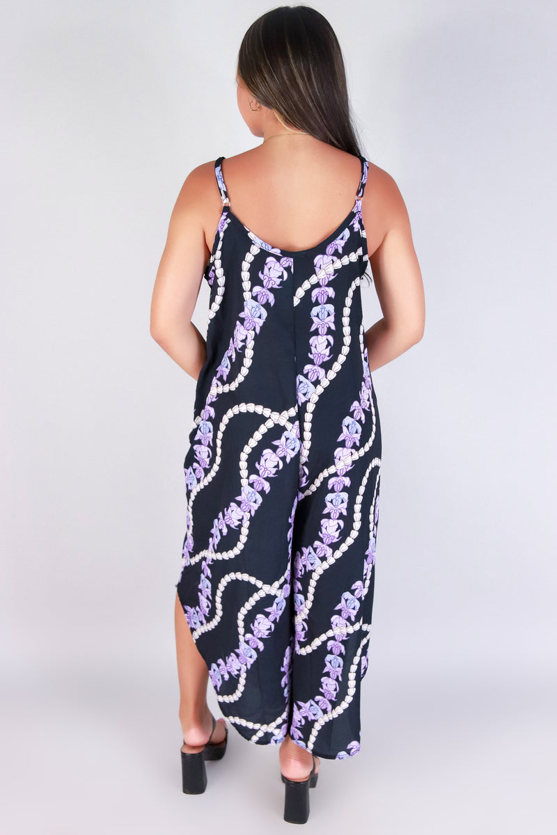 Jeans Warehouse Hawaii - PRINT CASUAL JUMPSUITS - PIKAKE CROWN FLOWER NO WAIST JUMPSUIT | By LUZ