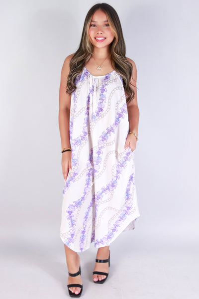 Jeans Warehouse Hawaii - PRINT CASUAL JUMPSUITS - PIKAKE CROWN FLOWER NO WAIST JUMPSUIT | By LUZ