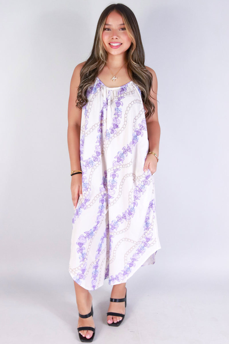 Jeans Warehouse Hawaii - PRINT CASUAL JUMPSUITS - PIKAKE CROWN FLOWER NO WAIST JUMPSUIT | By LUZ
