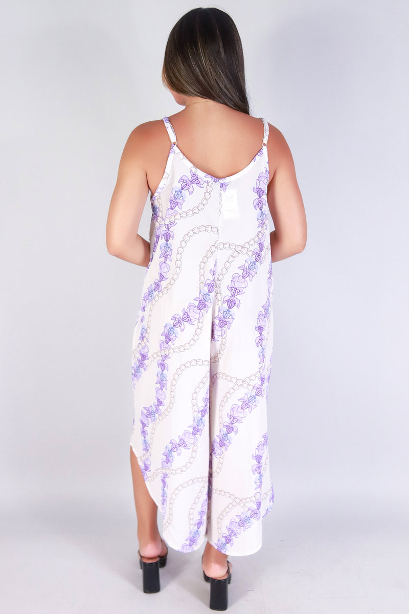 Jeans Warehouse Hawaii - PRINT CASUAL JUMPSUITS - PIKAKE CROWN FLOWER NO WAIST JUMPSUIT | By LUZ